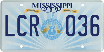 MS license plate LCR036