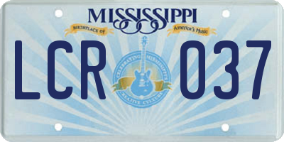 MS license plate LCR037