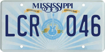 MS license plate LCR046