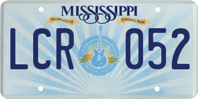 MS license plate LCR052