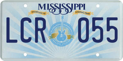 MS license plate LCR055