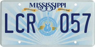 MS license plate LCR057