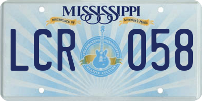 MS license plate LCR058