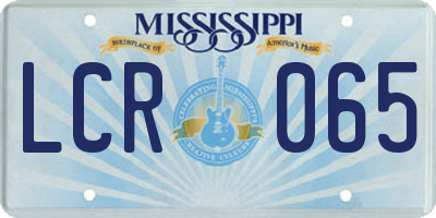MS license plate LCR065