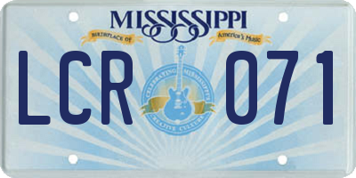 MS license plate LCR071