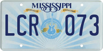 MS license plate LCR073