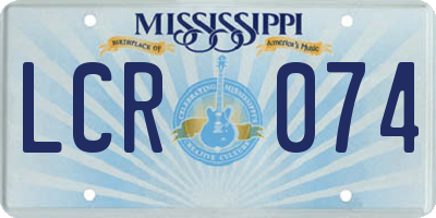 MS license plate LCR074