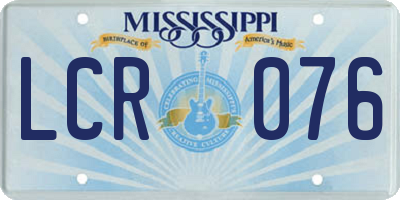 MS license plate LCR076