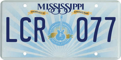 MS license plate LCR077