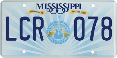 MS license plate LCR078