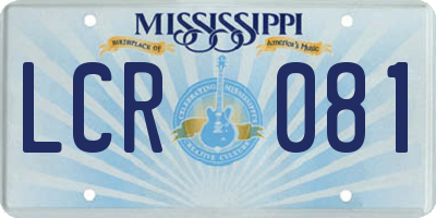 MS license plate LCR081