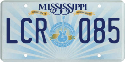 MS license plate LCR085