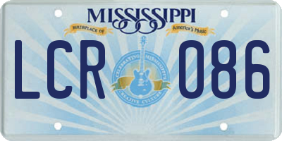 MS license plate LCR086