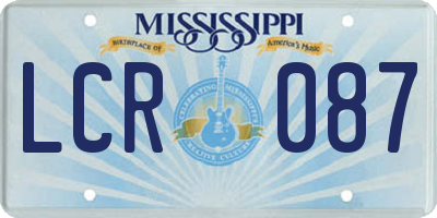 MS license plate LCR087