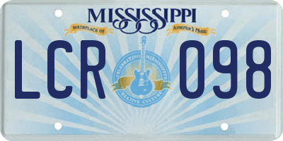 MS license plate LCR098