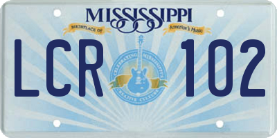 MS license plate LCR102