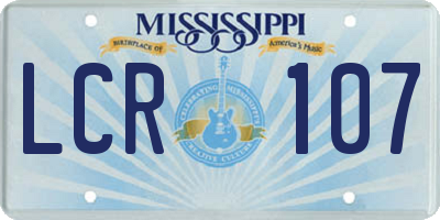 MS license plate LCR107