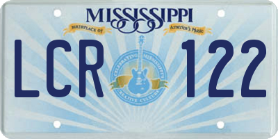 MS license plate LCR122