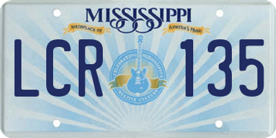 MS license plate LCR135