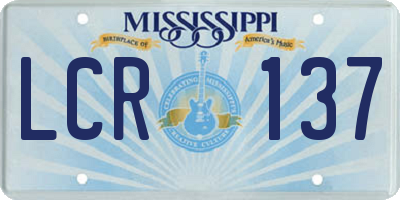 MS license plate LCR137