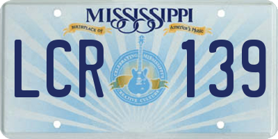 MS license plate LCR139
