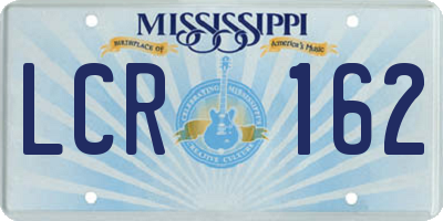 MS license plate LCR162