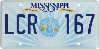 MS license plate LCR167