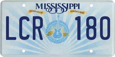 MS license plate LCR180