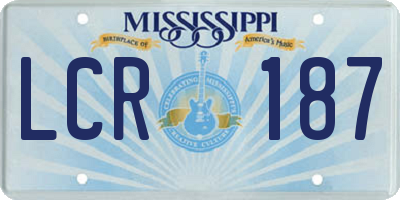 MS license plate LCR187