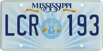 MS license plate LCR193