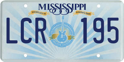 MS license plate LCR195
