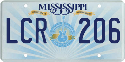 MS license plate LCR206