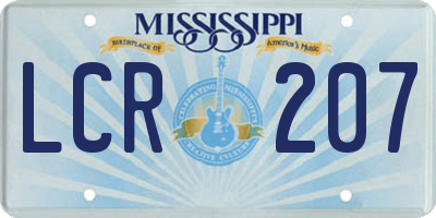 MS license plate LCR207