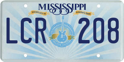 MS license plate LCR208