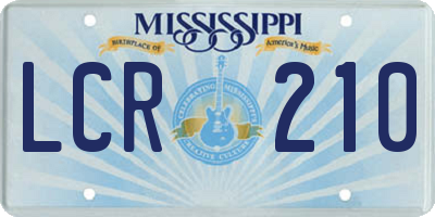MS license plate LCR210