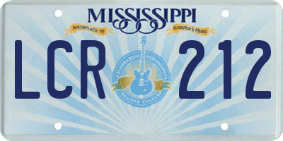 MS license plate LCR212