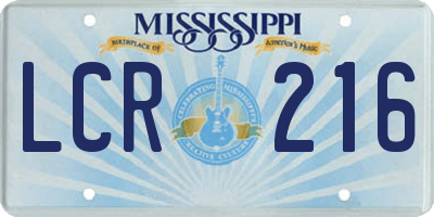 MS license plate LCR216