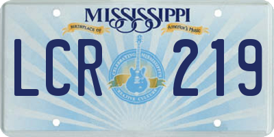 MS license plate LCR219