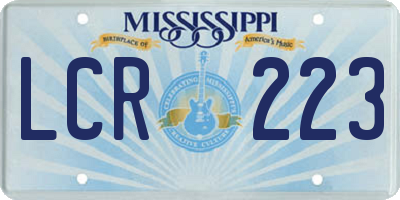 MS license plate LCR223