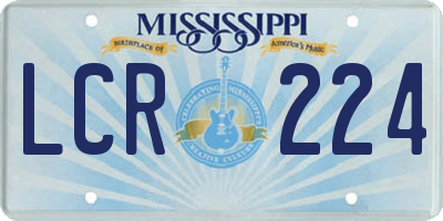 MS license plate LCR224