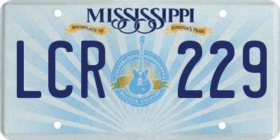 MS license plate LCR229