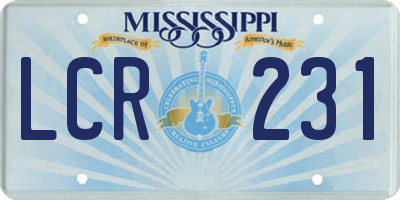 MS license plate LCR231