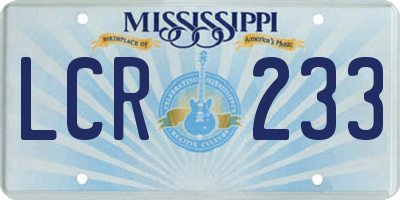 MS license plate LCR233