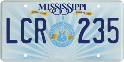 MS license plate LCR235