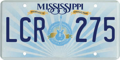 MS license plate LCR275