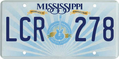 MS license plate LCR278
