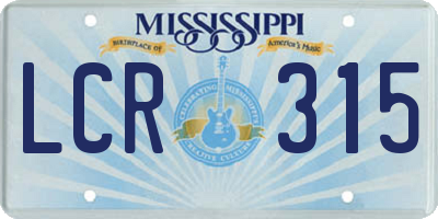 MS license plate LCR315