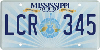 MS license plate LCR345