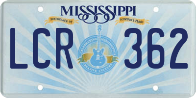 MS license plate LCR362