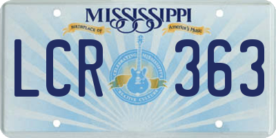 MS license plate LCR363